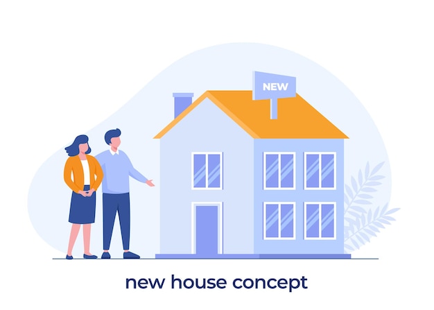 Neues Hauskonzept, Immobilieninvestition, Wohnen, flache Illustrationsvorlage und Hintergrund