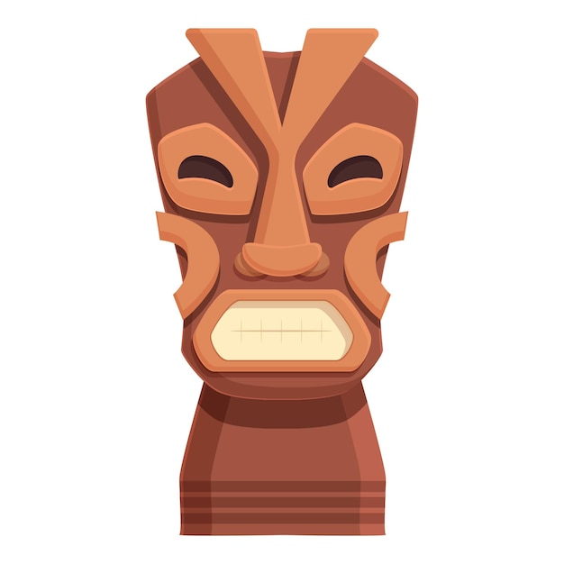 Neues Holzmasken-Symbol Zeichentrickfilmvektor Statue Maya