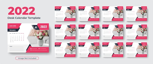 Vektor neues jahr 2022 tischkalender design premium-vektor