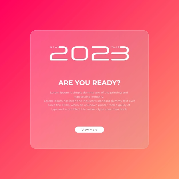 Neues Jahr 2023 Social Media Post Design Glassmorphism Concept Premium Vector