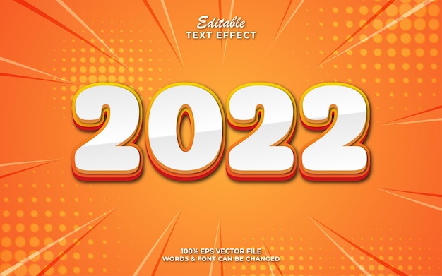 Neues Jahr Bearbeitbarer 2022 3D-Texteffekt