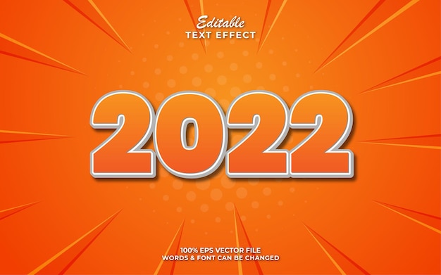 Neues Jahr Bearbeitbarer 2022 3D-Texteffekt