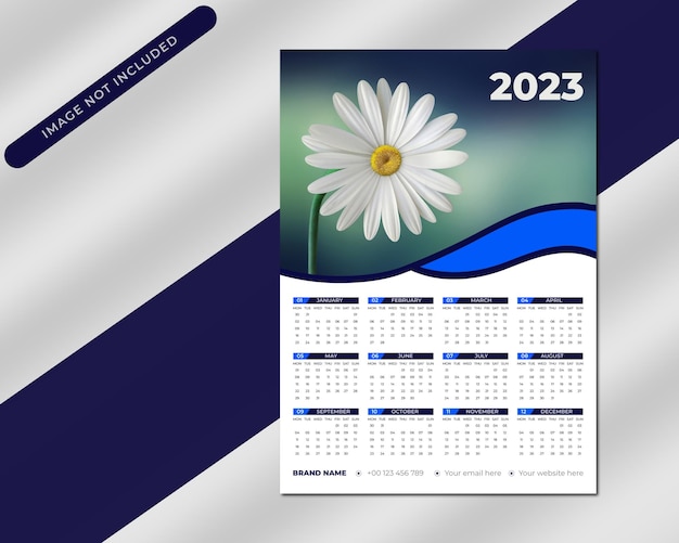 Vektor neues jahr einfache moderne kalendervorlage einseitiges design 2023
