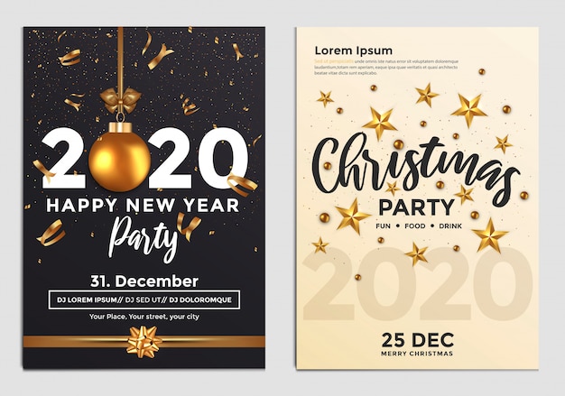 neues Jahr Party Flyer golden