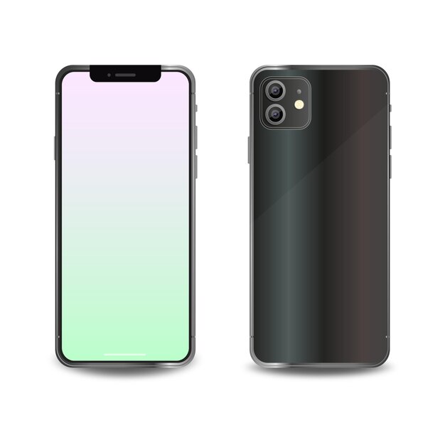 Neues modernes schwarzes rahmenloses smartphone-modell mit buntem bildschirm. schwarzes mobiles smartphone-modell