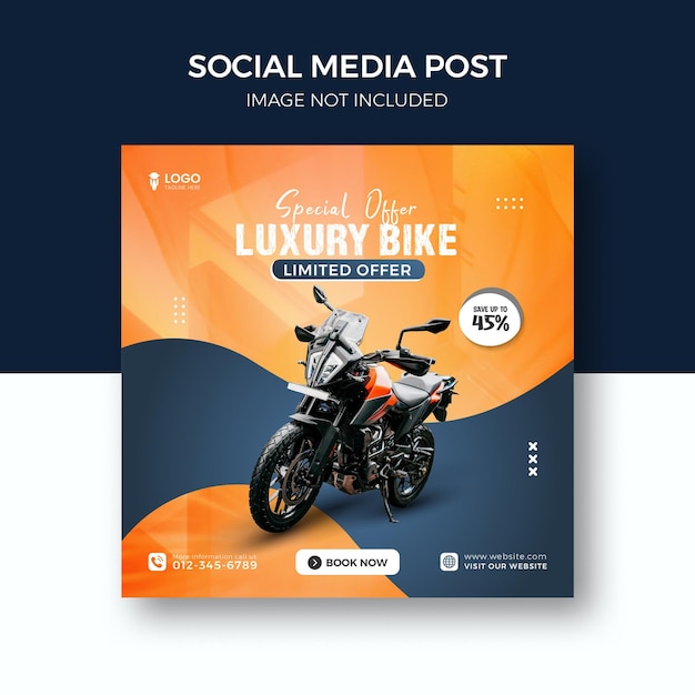 Neues Motorrad-Social-Media-Instagram-Post-Template-Design Premium