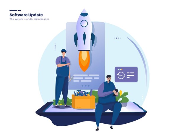 Vektor neues software-update oder unter wartungsabbildung