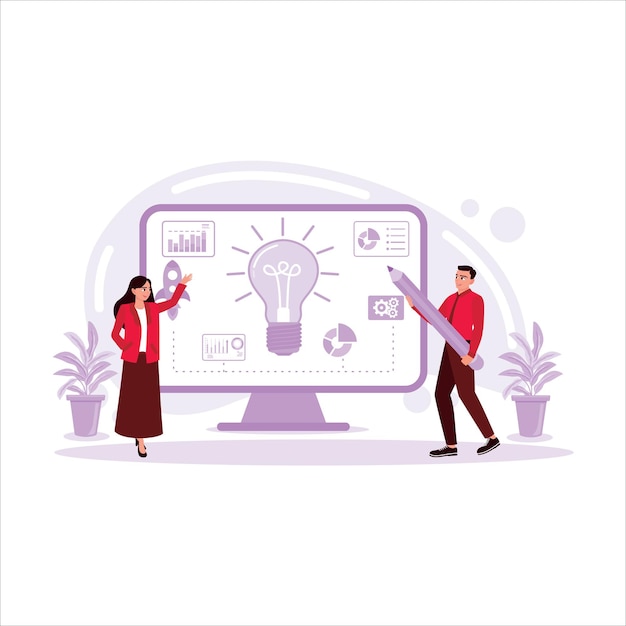 Neues Startup-Projekt, digitales Marketing-Team, Analyse und Werbe-Brainstorming, digitales Marketing