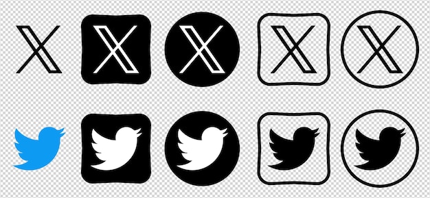 Neues Twitter vs. xcom Novation Elon Mask beliebtes Social-Media-Schaltflächensymbol Instant Messenger-Logo von Twitter Redaktioneller Vektor
