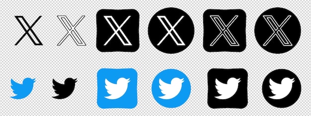Vektor neues twitter vs. xcom novation elon mask beliebtes social-media-schaltflächensymbol instant messenger-logo von twitter redaktioneller vektor