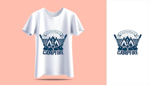 Vektor neues weißes t-shirt für herren im vektor-mockup-t-shirt-vintage-adventure-camping-typografie-druckdesign