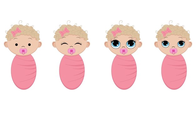 Vektor neugeborene mädchen setillustration für das geschlecht der babyparty enthüllen geburtstagsfeier flaches vektordesign
