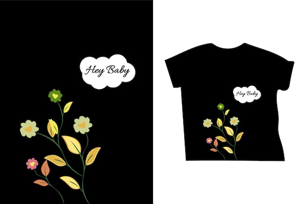 Neugeborenes baby floral t-shirt-vorlage baby-t-shirt-design-vektor-illustration