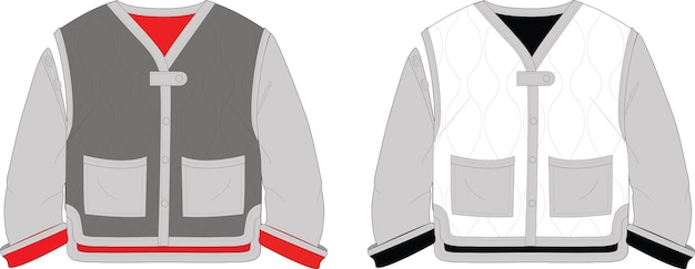 Vektor neugeborenes baby steppjacke flache skizze technische zeichnung vektor illustration vorlage