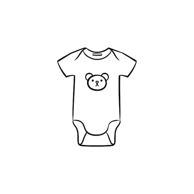 Neugeborenes baby tragen hand gezeichnete umriss-doodle-symbol. reizender körperanzug für kinderkleidungsvektorskizzenillustration für druck, netz, handy und infografiken lokalisiert auf weißem hintergrund.