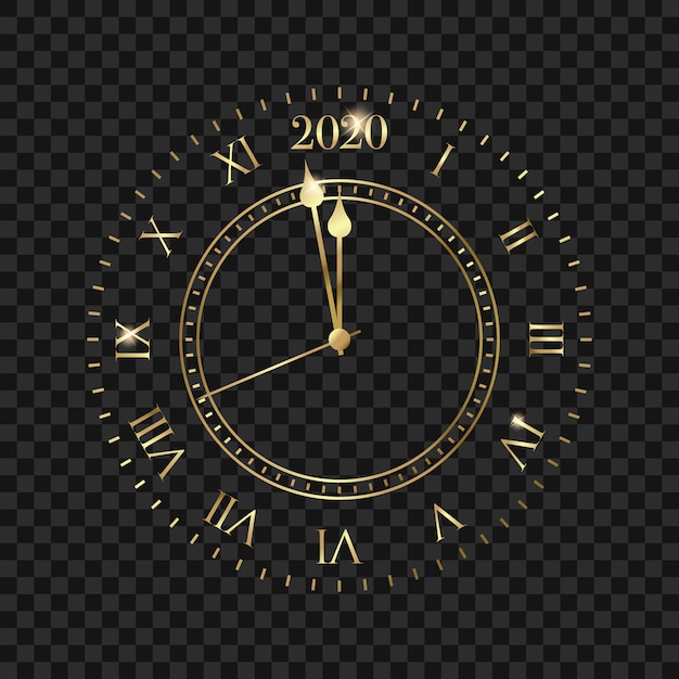 Neujahr 2020 Uhr. Goldene Uhr mit Countdown 2020