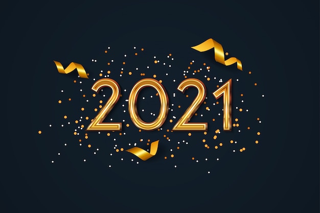Neujahr 2021 hintergrund mit goldenen konfetti
