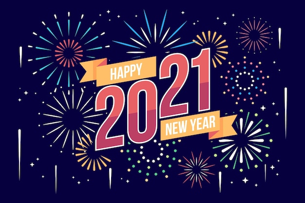 Neujahr 2021 in flachem Design