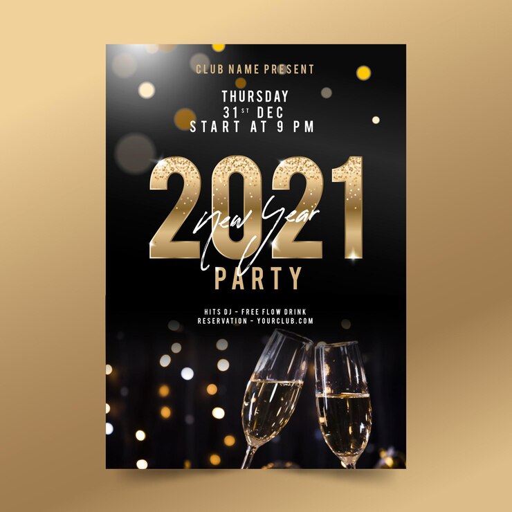 Vektor neujahr 2021 party poster vorlage