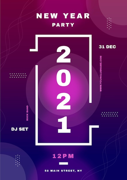 Neujahr 2021 party poster vorlage