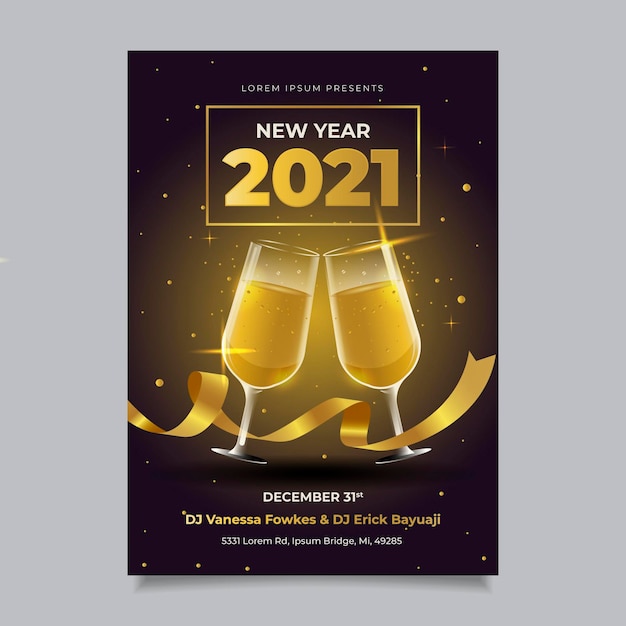 Neujahr 2021 party poster vorlage