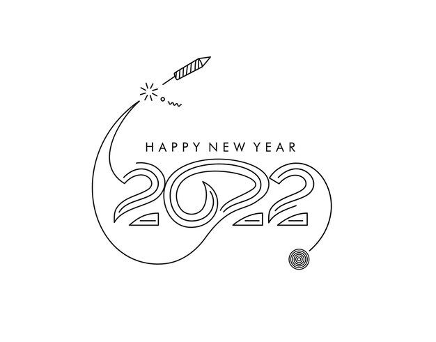 Neujahr 2022 Text Typografie Design Illustration.