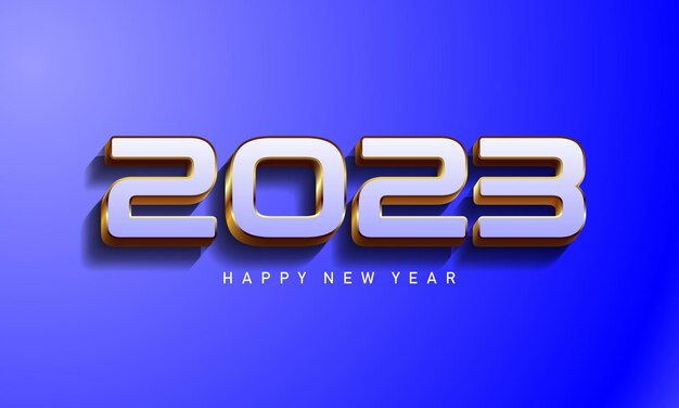 Neujahr 2023 design mit blauen zahlen mit goldrand