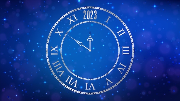 Neujahr 2023 hintergrund mit uhr vektor-illustration