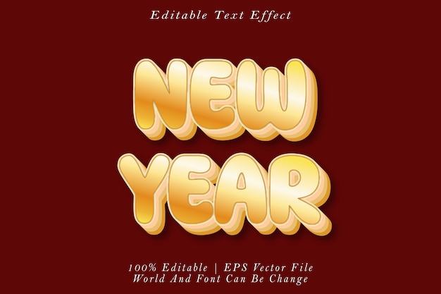 Neujahr editierbarer Texteffekt 3D-Emboss-Gradient-Stil