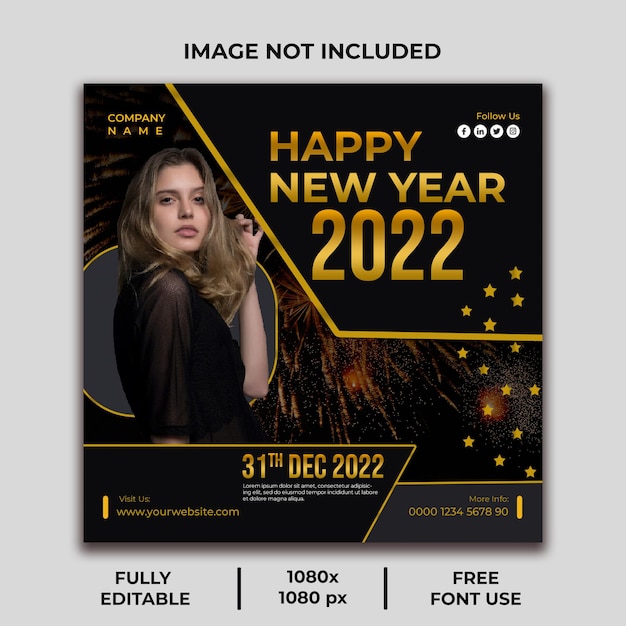 Neujahr social media instagram post design-vorlage