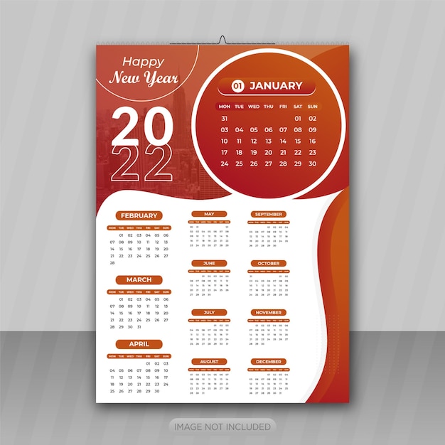 Neujahr wandkalender design 2022