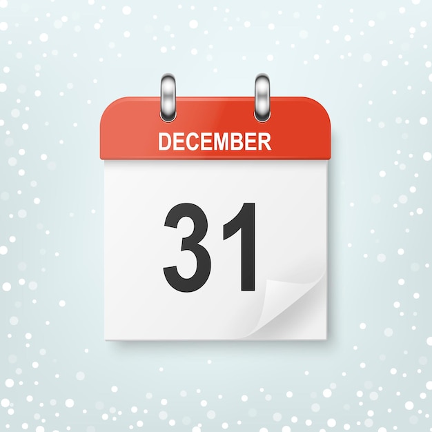 Vektor neujahrsbanner vektor 3d rot realistischer neujahrskalender 31. dezember neujahr 2022 holiday eve concept design template of paper calendar square calendar and snowflakes snowy background