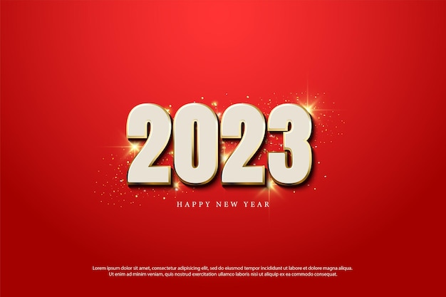 Neujahrsfeier 2023 auf leuchtend rotem hintergrund.