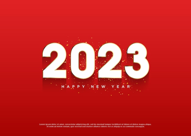 neujahrsfeier 2023 mit eleganten 3d-zahlen.