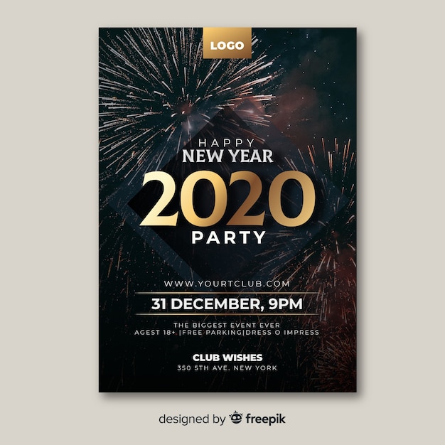 Neujahrspartyplakatschablone mit Foto