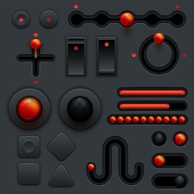 Neumorphic UI UX-Design-Elemente setzen dunkles Thema App-Trend-Mockup minimalistische Benutzeroberflächen 3D-Formate ein