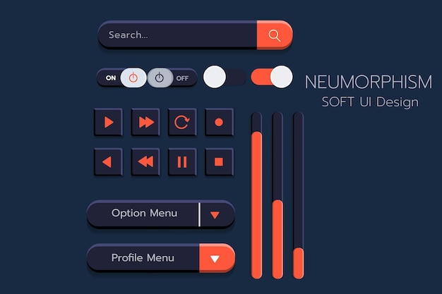 Neumorphism Botton Soft UI-Design