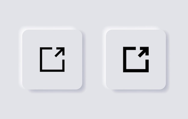 Neumorphismus-Seite Symbol für neues Fenster öffnen oder Tab-Symbol für ui ux App Web in weißen neumorphen Schaltflächen