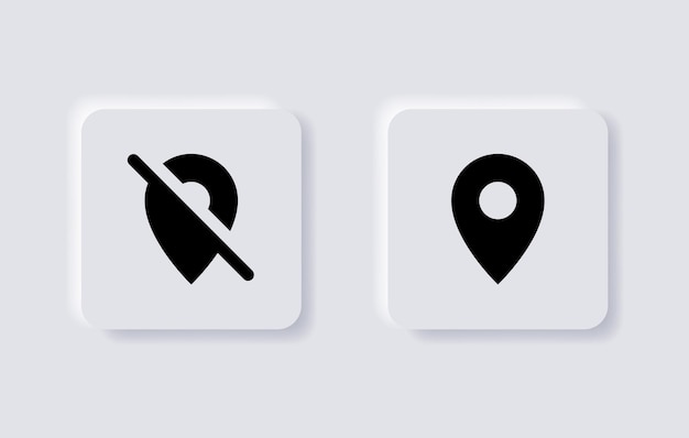 Neumorphismus-standort-pin-symbol kein standortverbotszeiger für das ui ux-app-web in weißen neumorphen schaltflächen