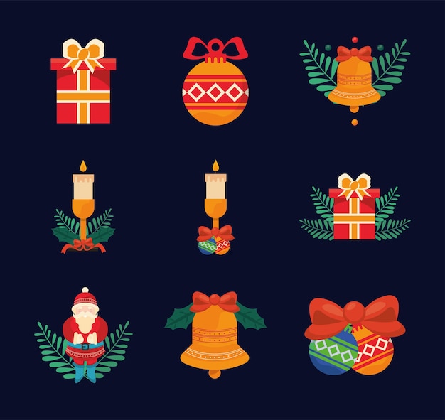 Neun frohe weihnachten-symbole