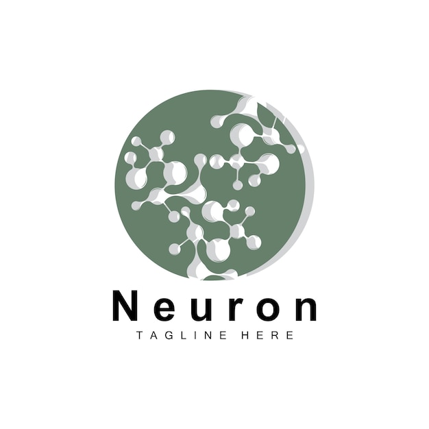 Neuron logo design vektorgrafik von nervenzellen molekulare dna-gesundheitsmarke