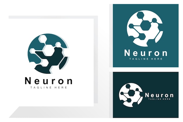 Neuron logo design vektorgrafik von nervenzellen molekulare dna-gesundheitsmarke