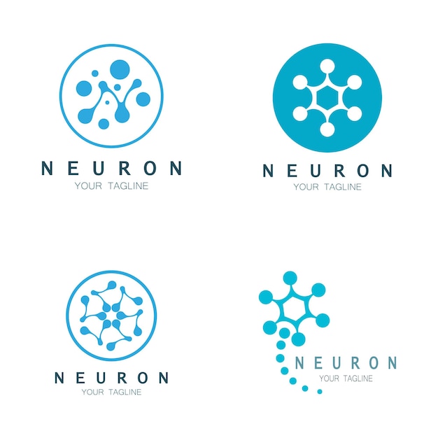 Neuron-logo oder nervenzellen-logo-designmolekül-logo-illustrationsvorlagensymbol mit vektorkonzept