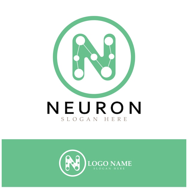 Neuron-Logo oder Nervenzellen-Logo-Designmolekül-Logo-Illustrationsvorlagensymbol mit Vektorkonzept