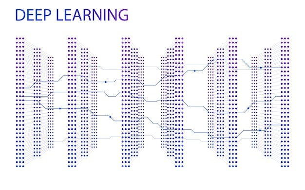 Vektor neuronales netzwerk mit sechs schichten illustration von strukturierten big data für präsentationen banner post