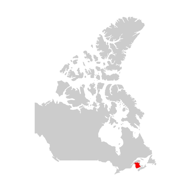 New brunswick auf der karte von kanada hervorgehoben