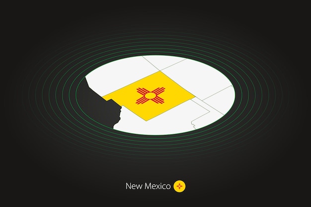 New mexico karte in dunkler farbe ovale karte mit benachbarten us-staaten