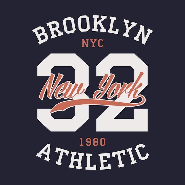 New york brooklyn sportbekleidung typografie-emblem für t-shirt vintage-kleidung drucken