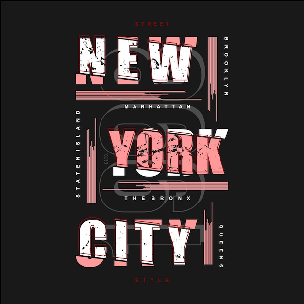 New york city gestreifte abstrakte grafische typografie für druck-t-shirt