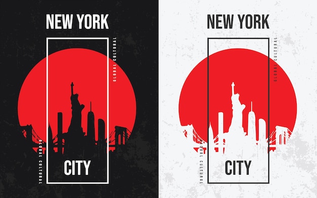 New york city globale kulturelle t-shirt-design-vektorvorlage